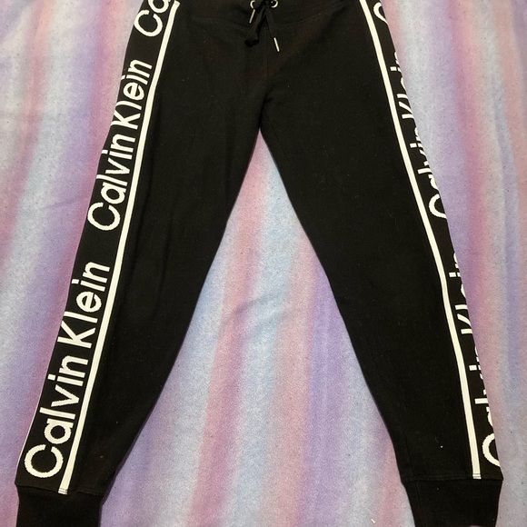 black and white CALVIN KLEIN tight ankle SWEATPANTS size S - Picture 3 of 5